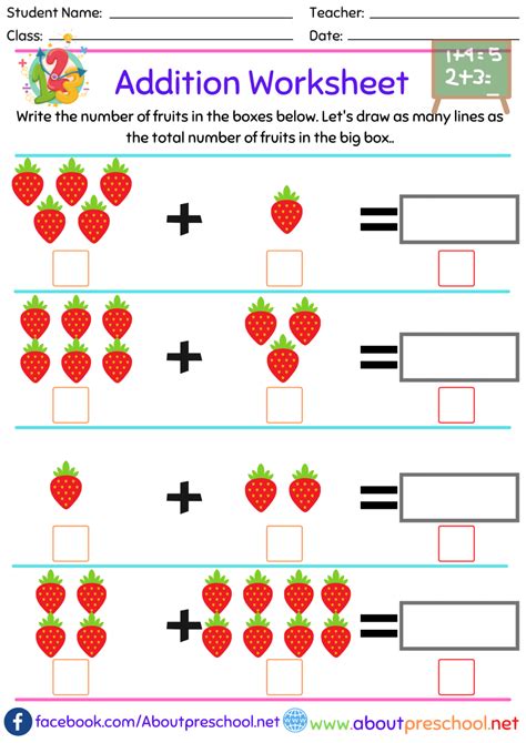 addition worksheets for kindergarten 1-20